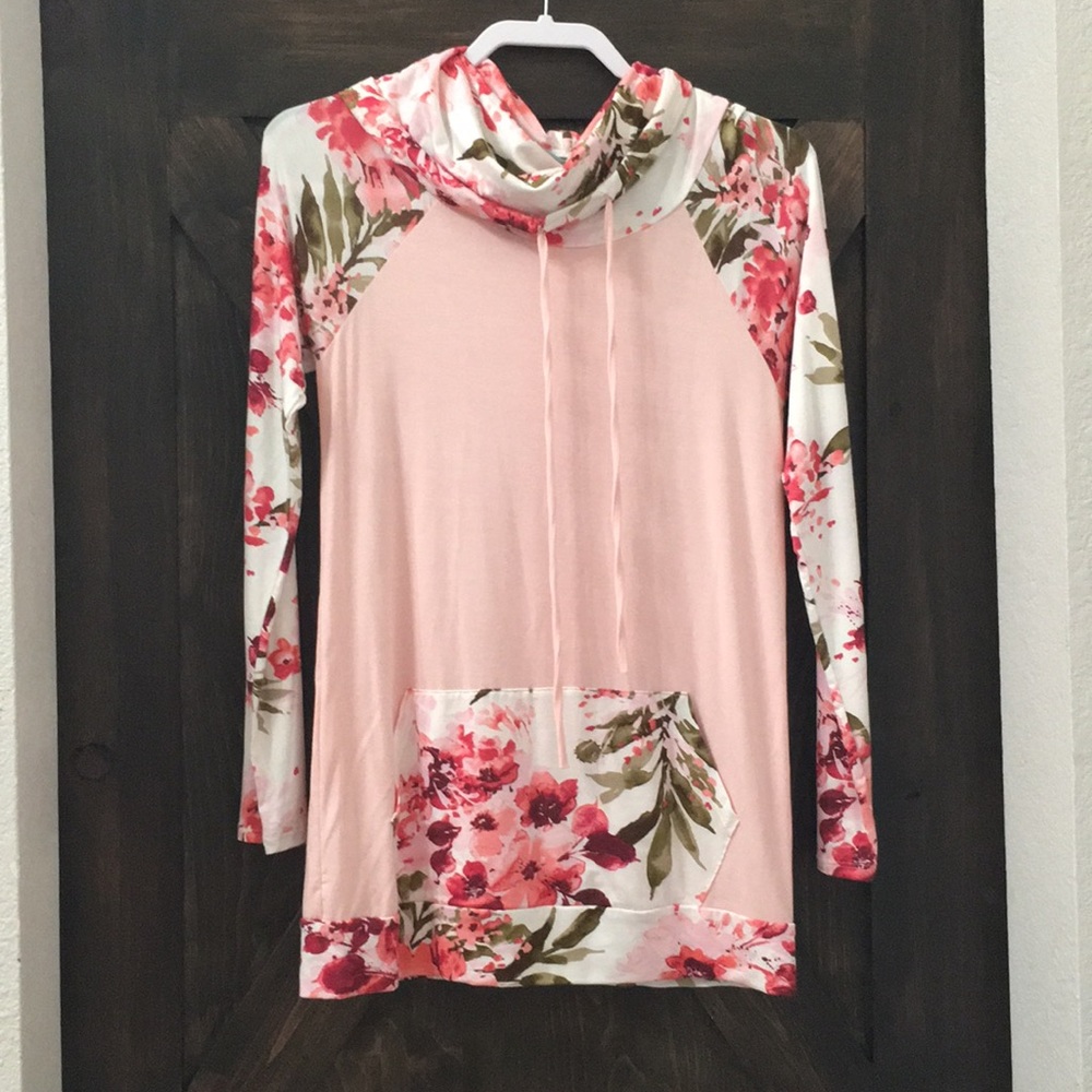Floral turtle neck hoodie size small